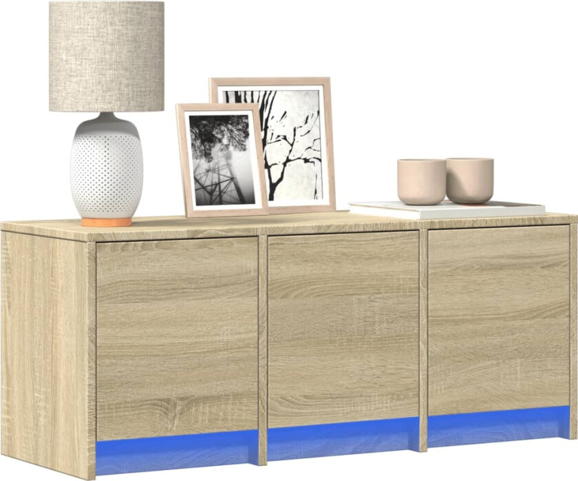 TV-benk med LED sonoma eik 97x34x40 cm konstruert tre