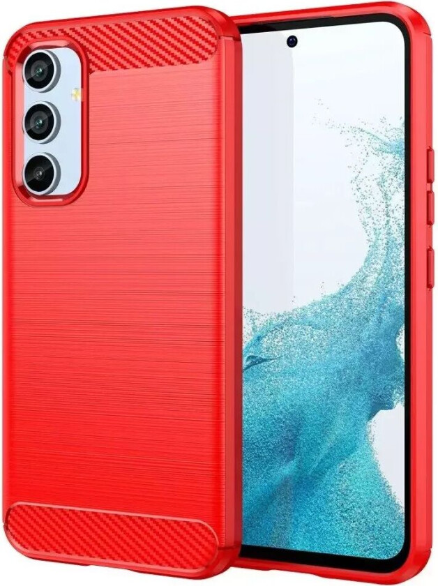 Samsung Galaxy A54 (5G) Brushed Carbon Fiber Fleksibelt Plast Deksel - Rød