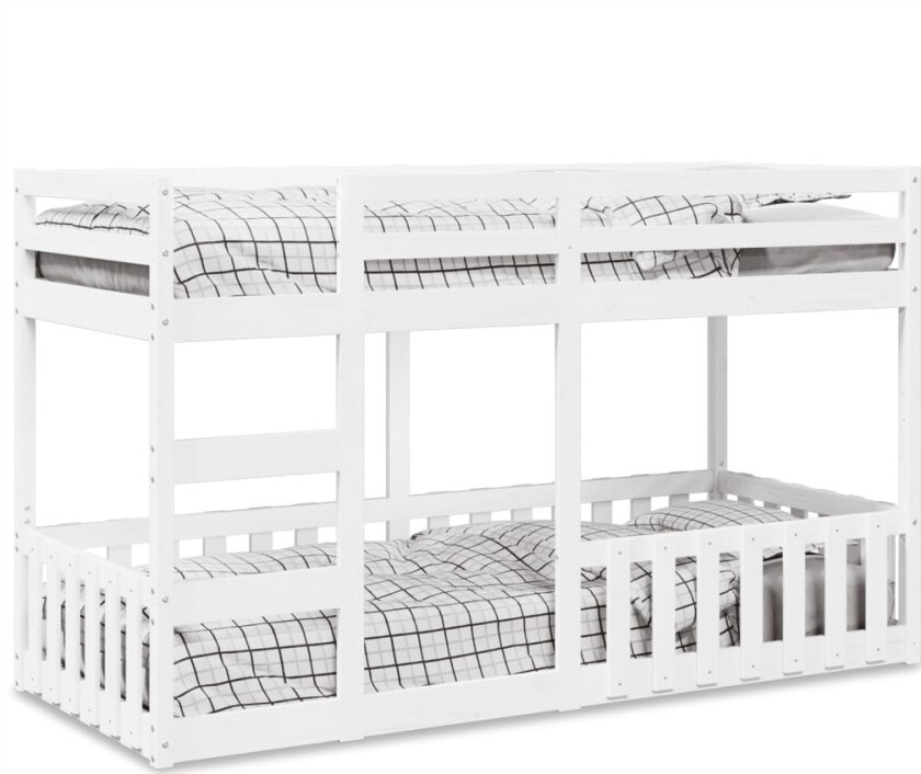 Køyeseng hvit 90x200 cm heltre furu