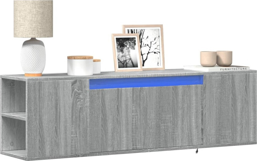Vegghengt TV-benk med LED grå sonoma 135x31x39,5 cm