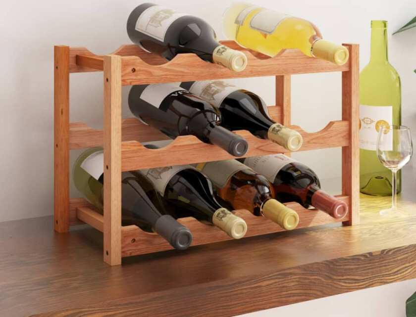 Vinstativ for 12 flasker heltre valnøtt