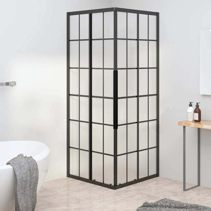 Dusjkabinett frostet ESG 80x80x180 cm svart