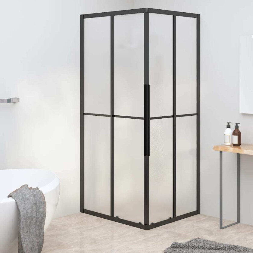 Dusjkabinett frostet ESG 80x70x180 cm svart