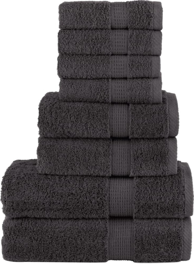 Premium håndklesett 8 deler SOLUND antrasitt 600 g/m2