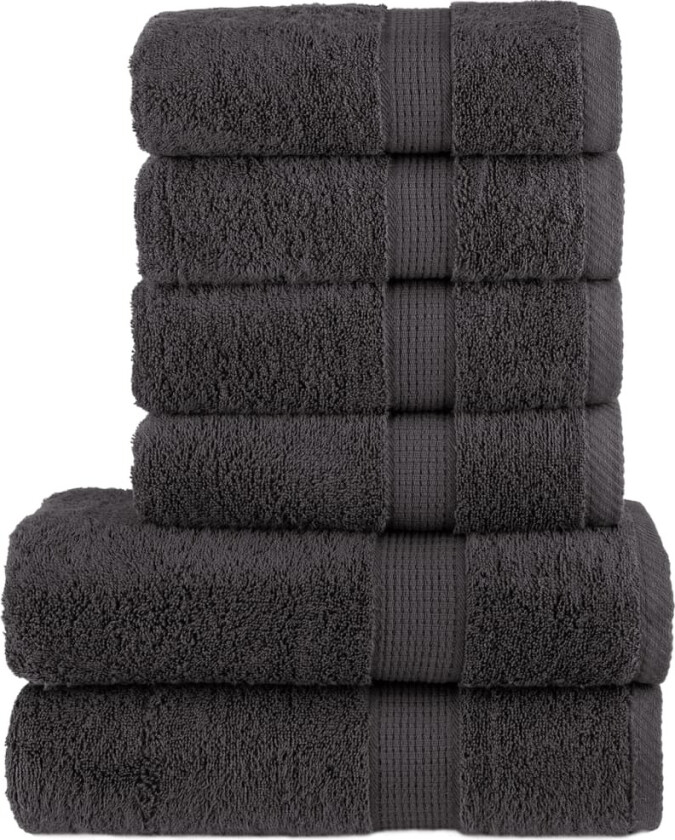 Premium håndklesett 6 deler SOLUND antrasitt 600 g/m2