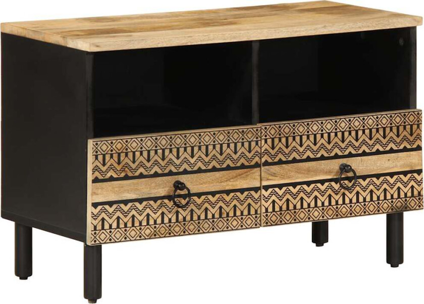 TV-benk svart 70x33,5x46 cm grovt heltre mangotre