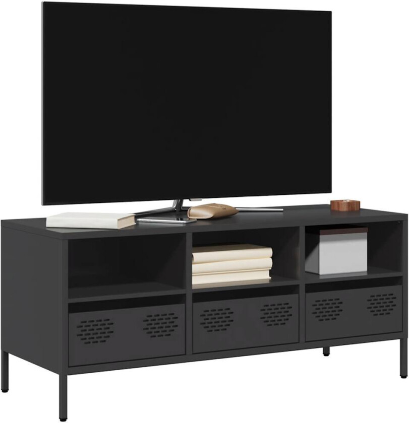 TV-benk svart 101,5x39x43,5 cm kaldvalset stål