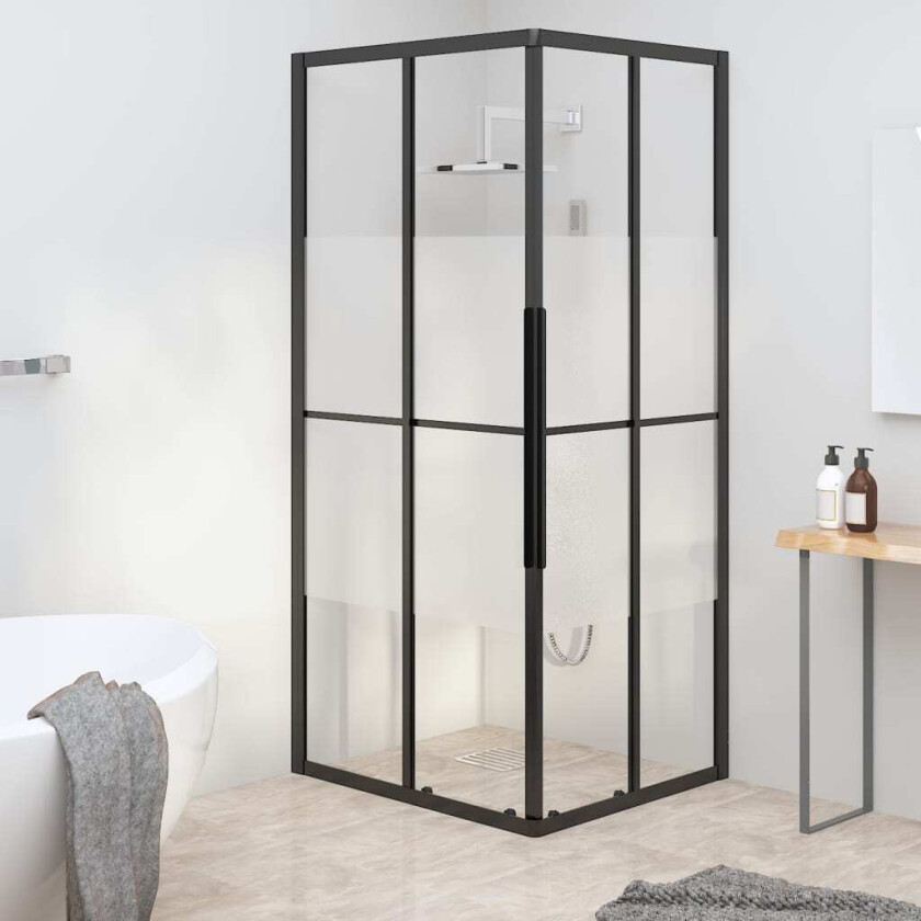 Dusjkabinett halvfrostet ESG 80x70x180 cm svart