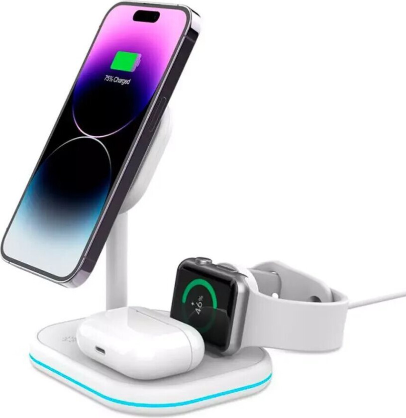 Tech-Protect A27 3-i-1 10W Magnetisk Trådløs Lader - Hvit