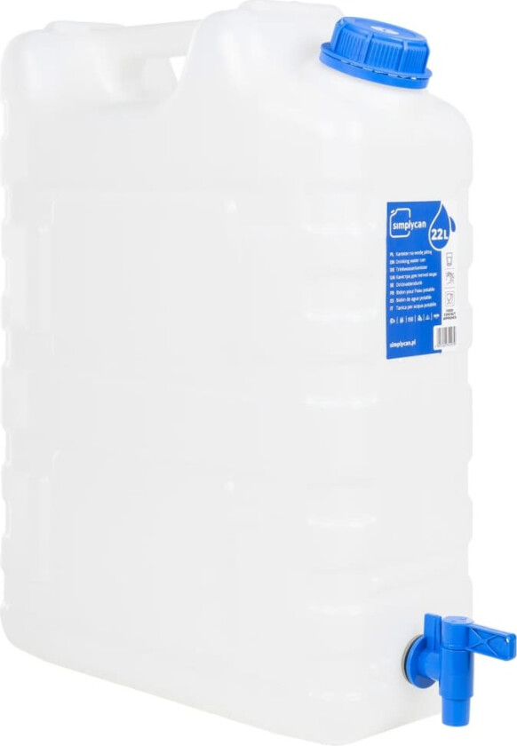 Vannbeholder med kran gjennomsiktig 20 L plast