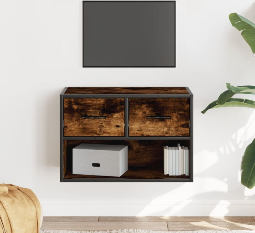 TV-benk røkt eik 60x31x39,5 cm konstruert tre og metall