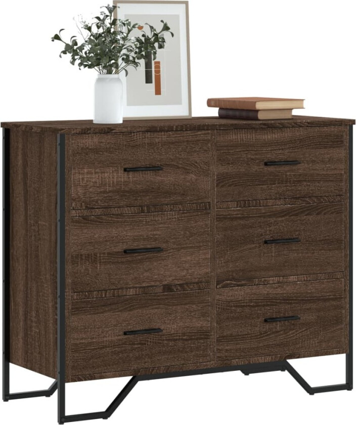 Kommode brun eik 91x35,5x74,5 cm konstruert tre