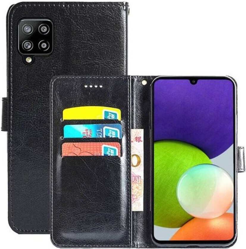 Lommebokdeksel 3-kort Samsung Galaxy A22 4G : Farge - Svart