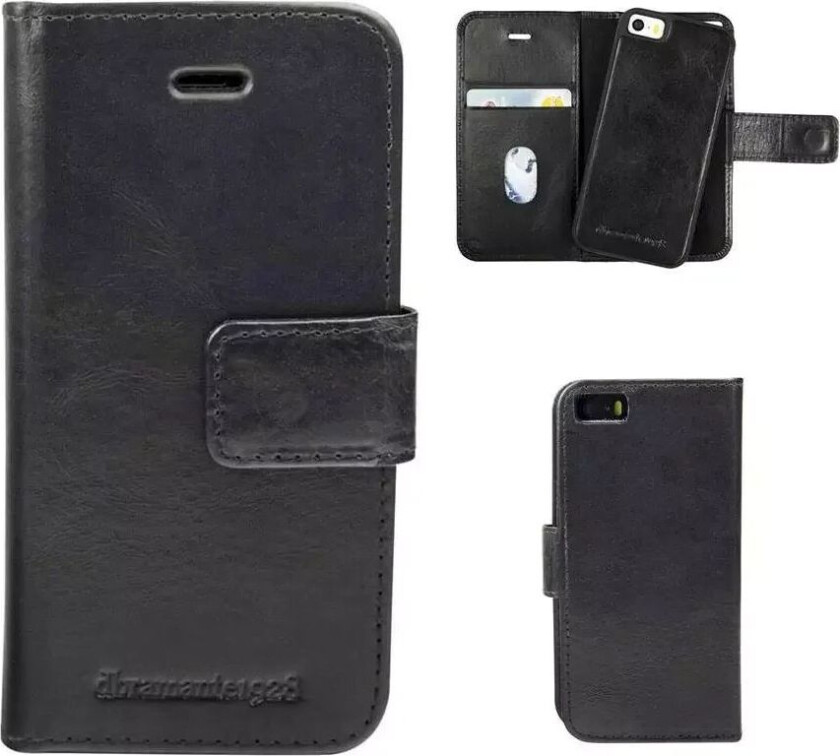 iPhone SE / 5 / 5s dbramante1928 Lynge Ekte Skinn Etui med Avtagbart Deksel Svart