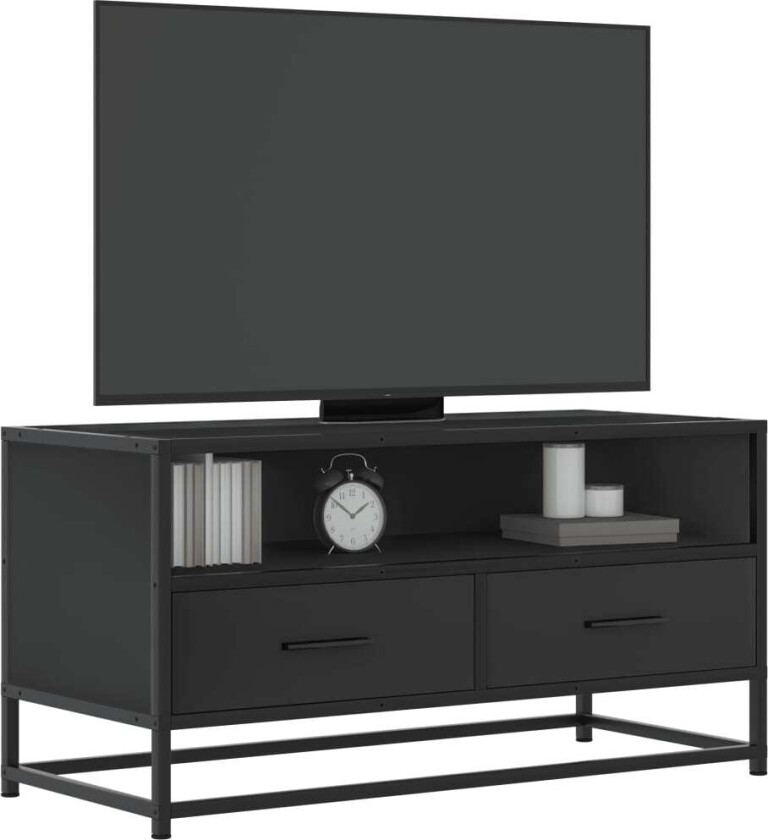 TV-benk svart 80x34,5x40 cm konstruert tre og metall