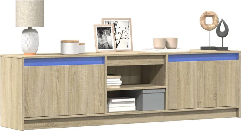TV-benk med LED sonoma eik 180x34x50 cm konstruert tre