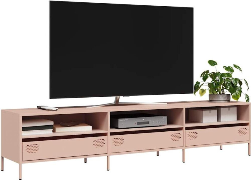 TV-benk rosa 202x39x43,5 cm kaldvalset stål
