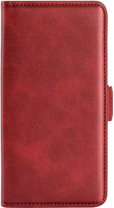 iPhone 14 Pro Flip Deksel i Skinn med Kortholder og Magnetisk Lukking - Rød