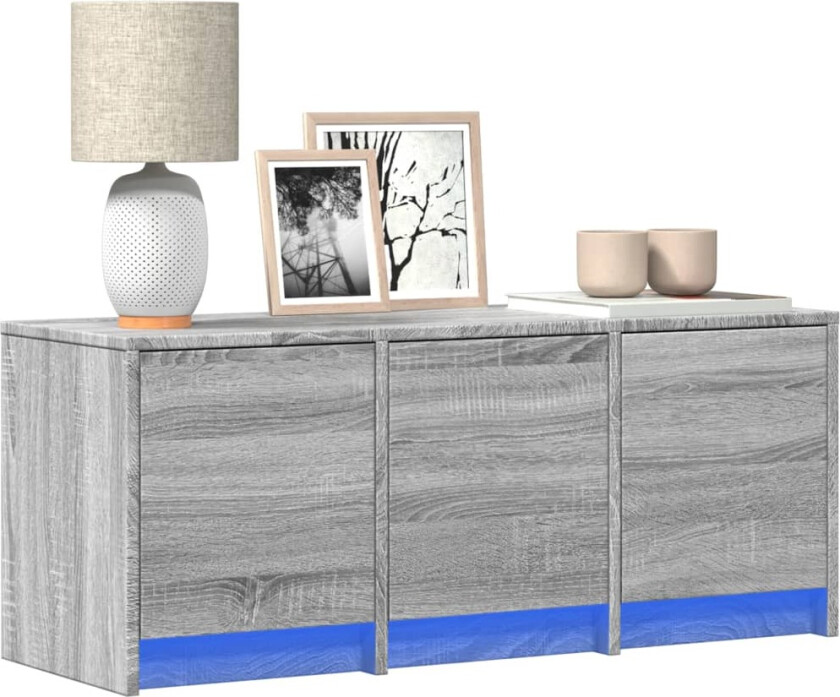 TV-benk med LED grå sonoma 97x34x40 cm konstruert tre