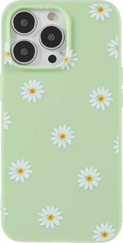 iPhone 13 Pro Fleksibelt Plast Deksel med Blomster - Grønn