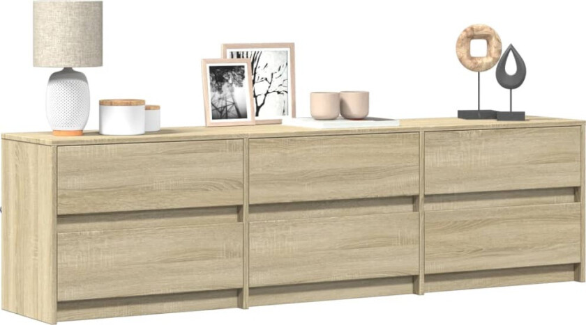 TV-benk med LED sonoma eik 180x34x50 cm konstruert tre