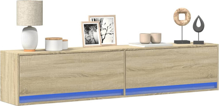 Vegghengt TV-benk med LED sonoma eik 180x31x38 cm