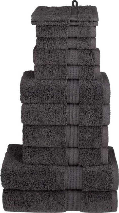 Premium håndklesett 12 deler SOLUND antrasitt 600 g/m2