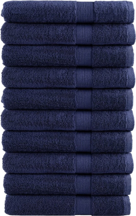 Premium håndklær SOLUND 10 stk marineblå 80x200 cm 600gsm