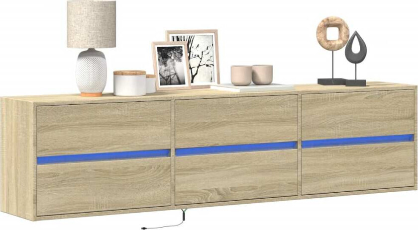 Vegghengt TV-benk med LED sonoma eik 180x31x45 cm