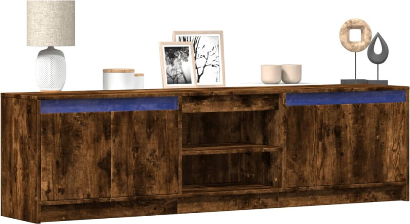 TV-benk med LED røkt eik 180x34x50 cm konstruert tre