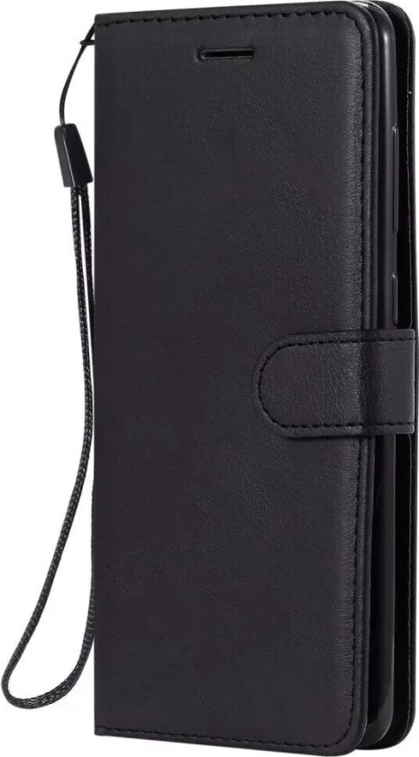 Samsung Galaxy A21s Flip Deksel i Skinn med Lommebok og Stropp - Svart
