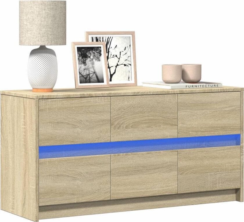 TV-benk med LED sonoma eik 100x34x50 cm konstruert tre