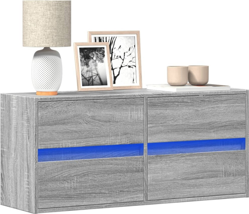 Vegghengt TV-benk med LED grå sonoma 100x31x45 cm