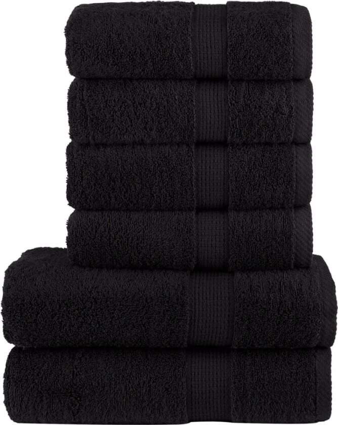 Premium håndklesett 6 deler SOLUND svart 600 g/m2