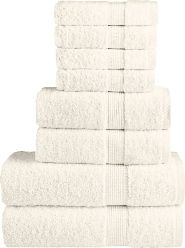 Premium håndklesett 8 deler SOLUND kremhvit 600 g/m2