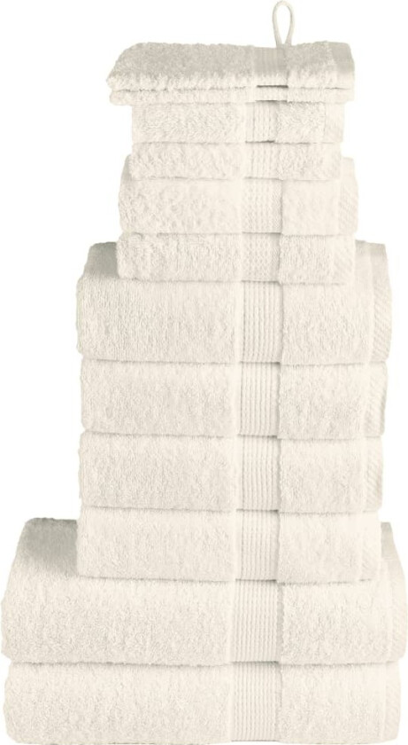 Premium håndklesett 12 deler SOLUND kremhvit 600 g/m2