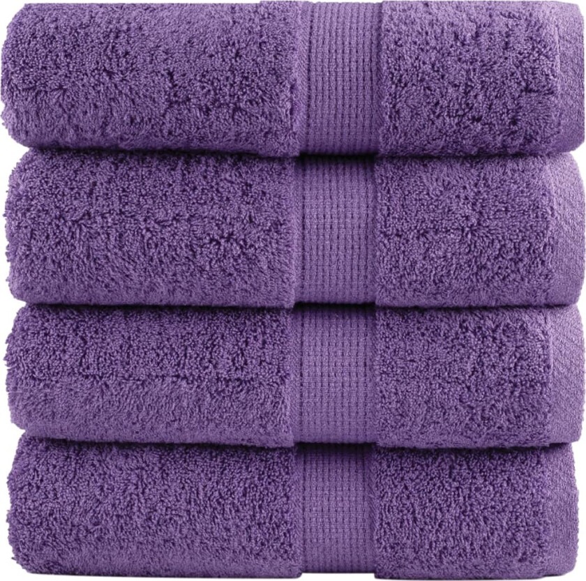 Premium gjestehåndklær SOLUND 4 stk lilla 30x50 cm 600 g/m2