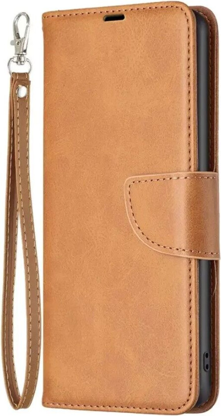 Samsung Galaxy S24 Kunstskinn Flip-Deksel med Lommebok og Stropp - Lysebrun