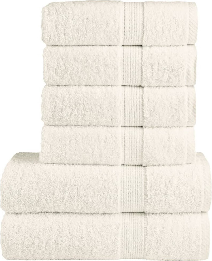 Premium håndklesett 6 deler SOLUND kremhvit 600 g/m2