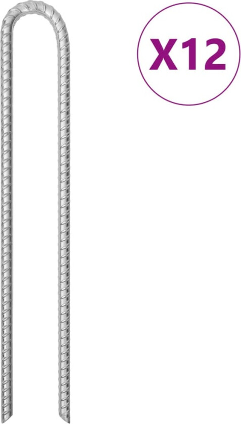 Bilde av Teltplugger 12 stk U-formet 41,5 cm Ø12 mm galvanisert stål