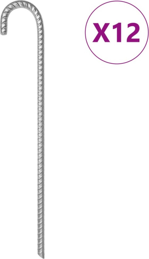 Teltplugger 12 stk 41,5 cm Ø12 mm galvanisert stål