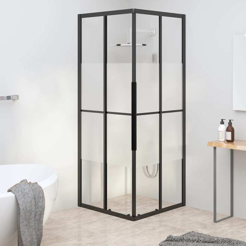 Dusjkabinett halvfrostet ESG 80x80x180 cm svart
