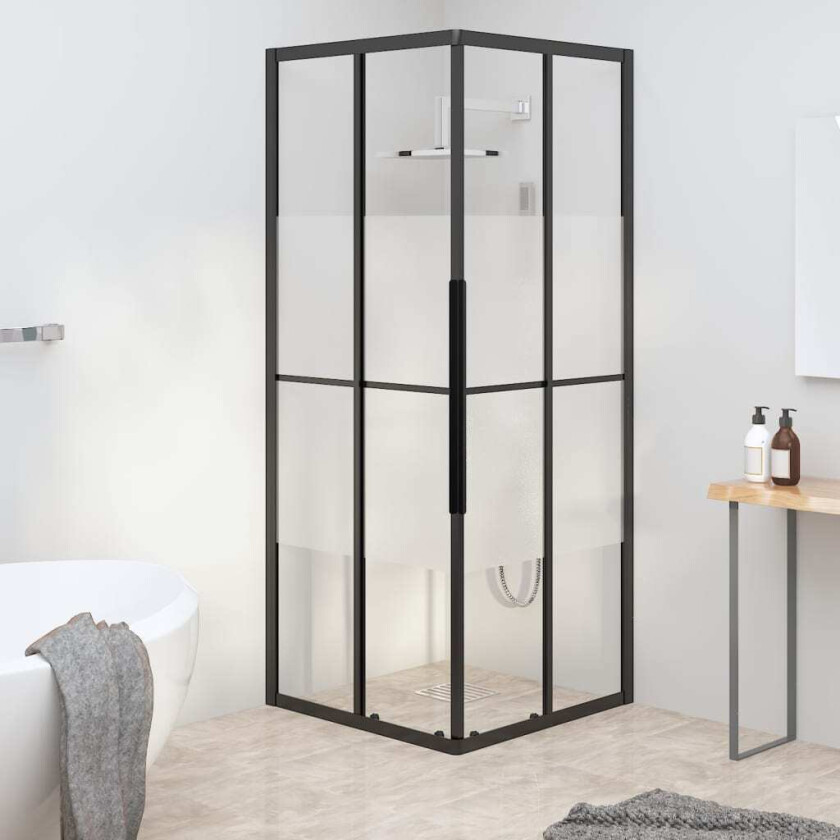Dusjkabinett halvfrostet ESG 70x70x180 cm svart