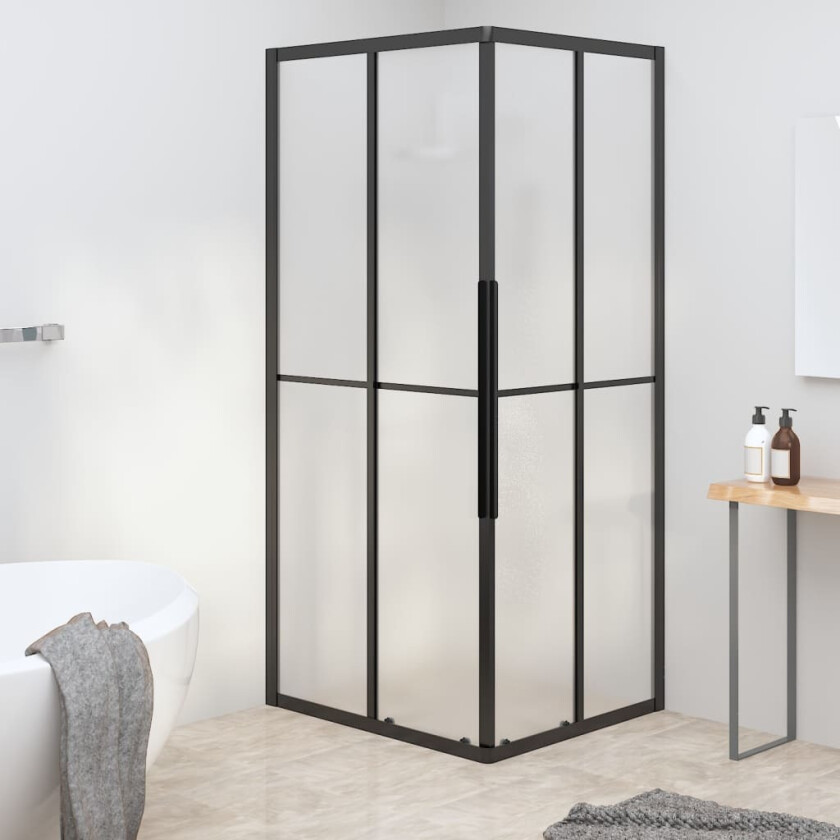 Dusjkabinett frostet ESG 90x70x180 cm svart
