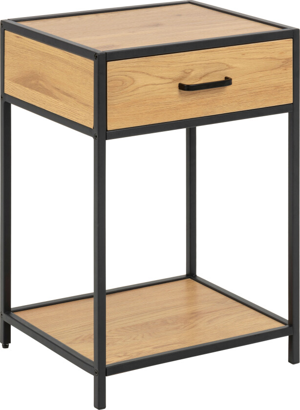 Sea nattbord 1 skuff eik, svart.
