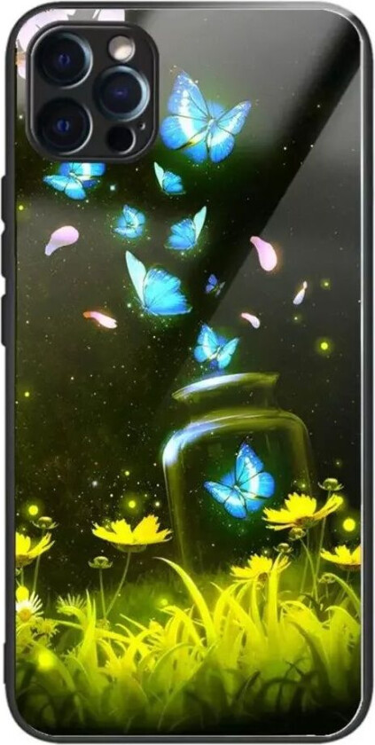 iPhone 14 Pro Deksel m. Glassbakside - Sommerfugler