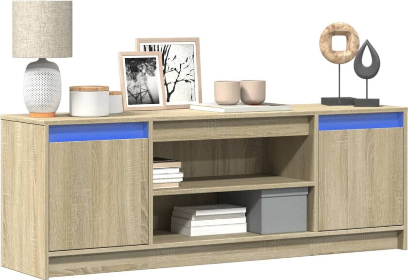TV-benk med LED sonoma eik 139,5x34x50 cm konstruert tre
