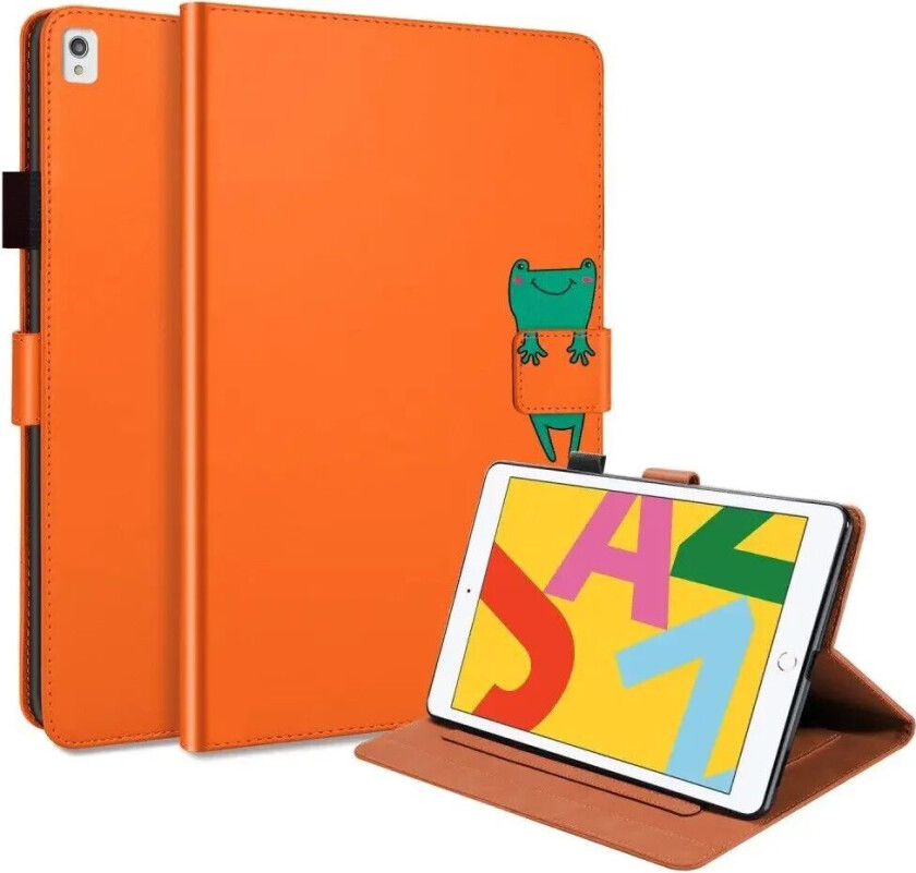 iPad 10.2" (2020) Flip Deksel i Skinn med Dyremotiv - Oransje