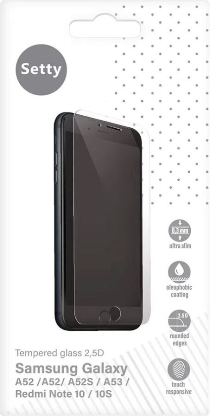 Samsung Galaxy A53 5G / A52s 5G / A52 (4G / 5G) / Xiaomi Redmi Note 10S / 10 5G Herdet Glass Skjermbeskytter - Case Friendly - Gjennomsiktig