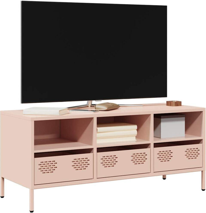 TV-benk rosa 101,5x39x43,5 cm kaldvalset stål